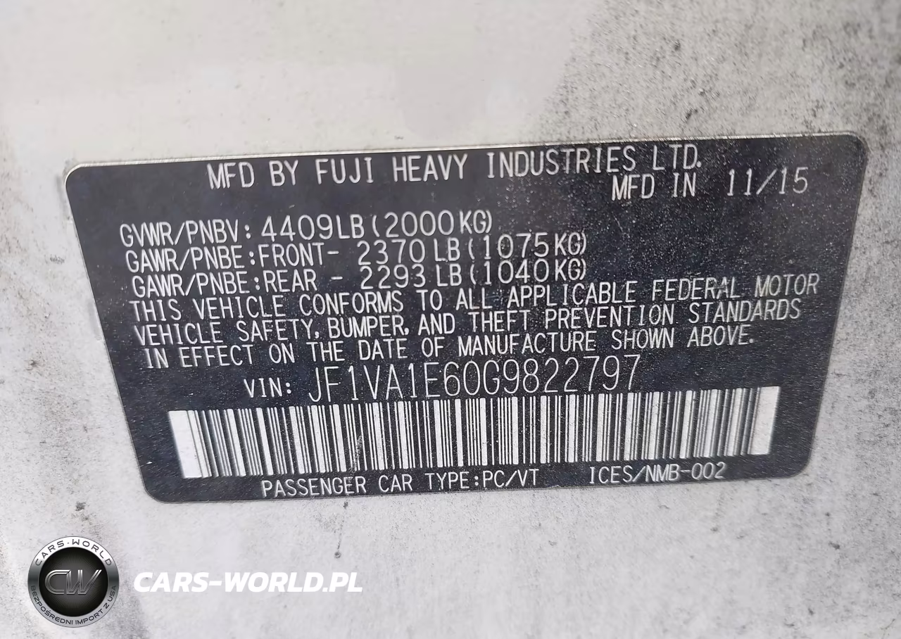 2016 Subaru Wrx Premium VIN:JF1VA1E60G9822797 - 9