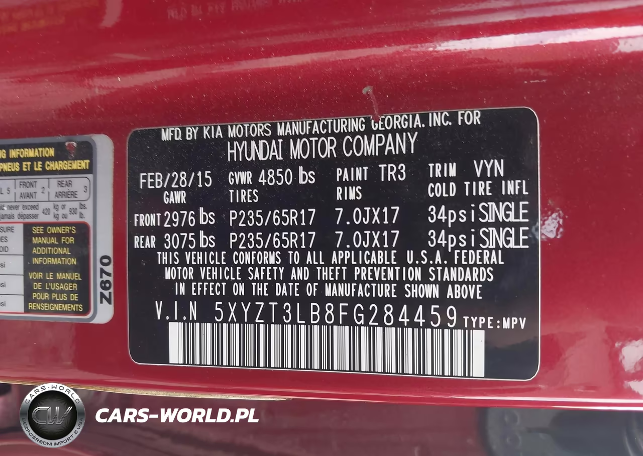 2015 Hyundai Santa Fe Sport 2.4L VIN:5XYZT3LB8FG284459 - 9