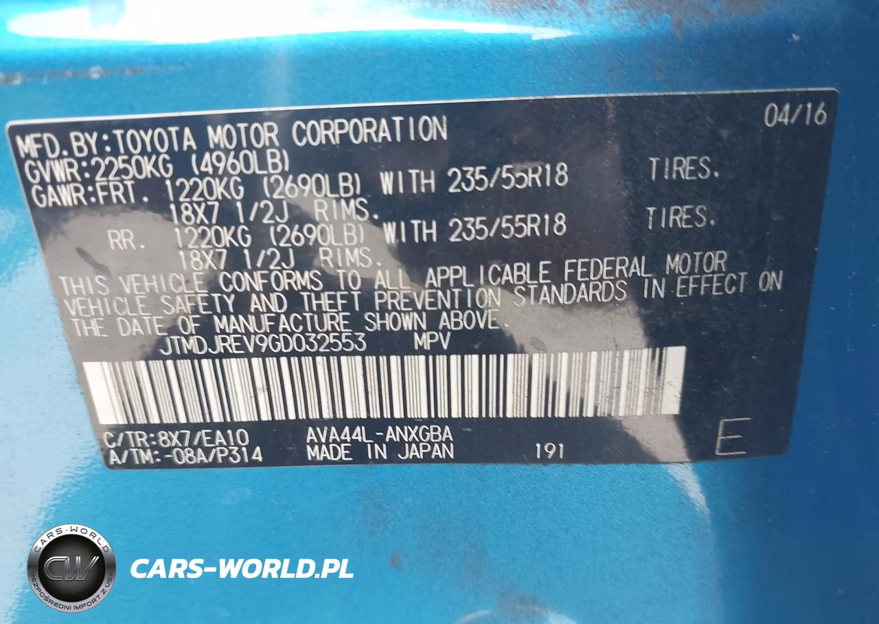 2016 Toyota Rav4 Hybrid Limited VIN:JTMDJREV9GD032553 - 9