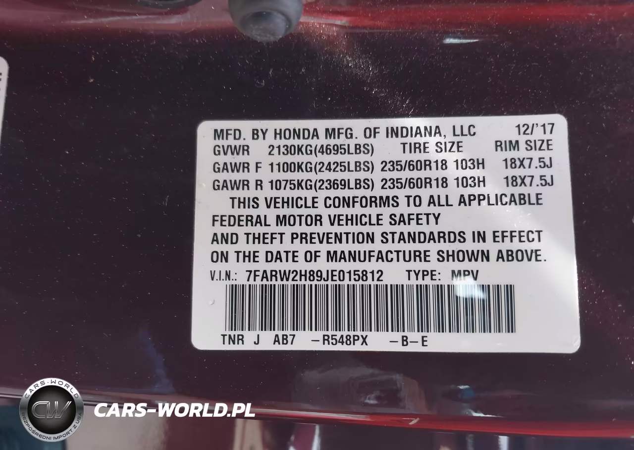 2018 Honda Cr-V Ex-L-Ex-L Navi VIN:7FARW2H89JE015812 - 9