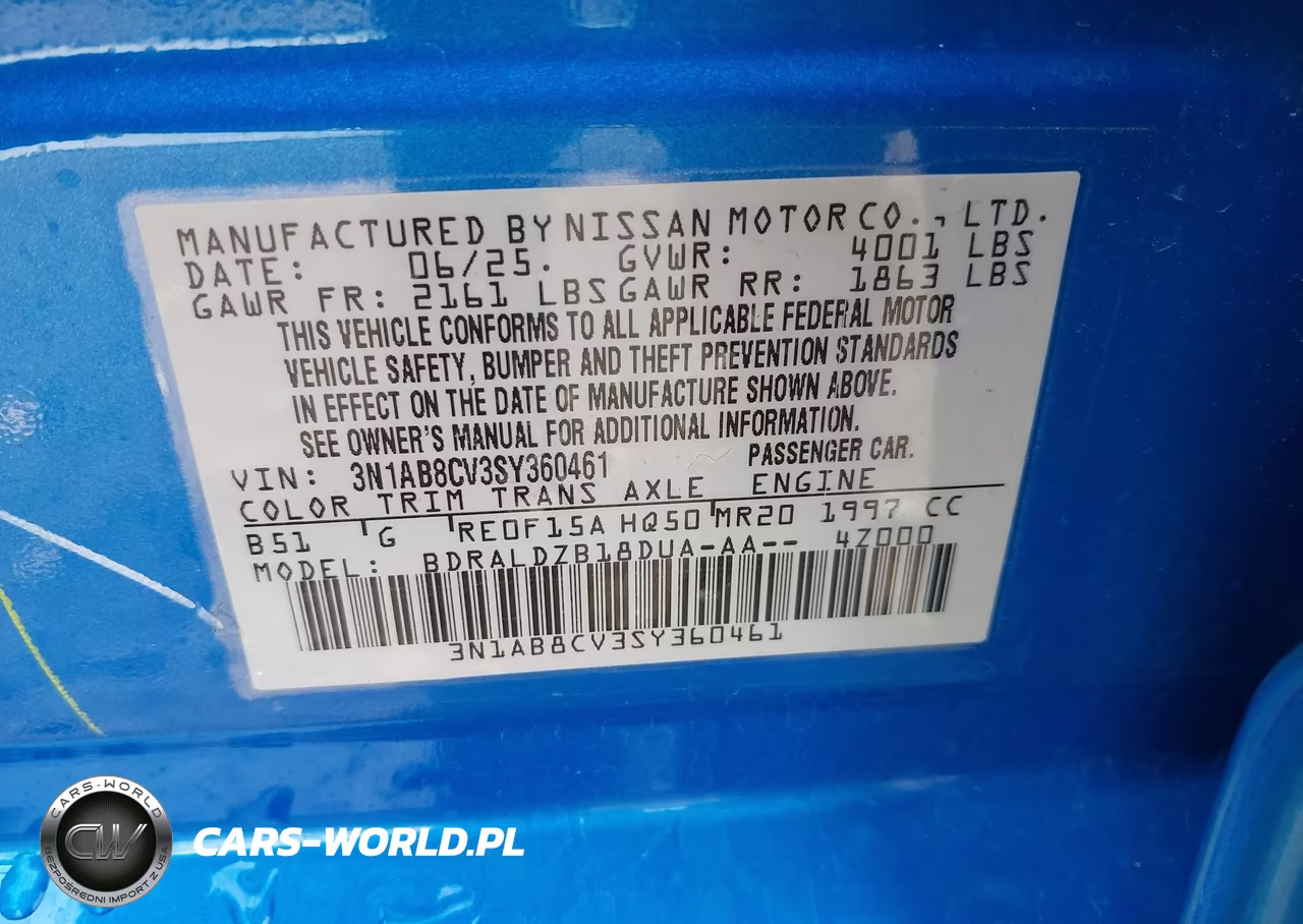 2025 Nissan Sentra Sv VIN:3N1AB8CV3SY360461 - 9