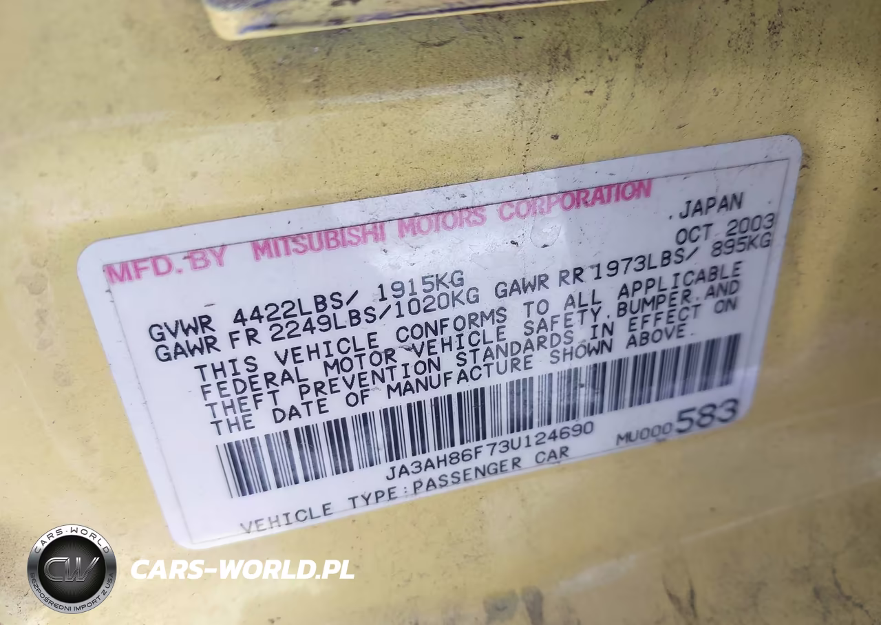 2003 Mitsubishi Lancer Evolution VIN:JA3AH86F73U124690 - 9