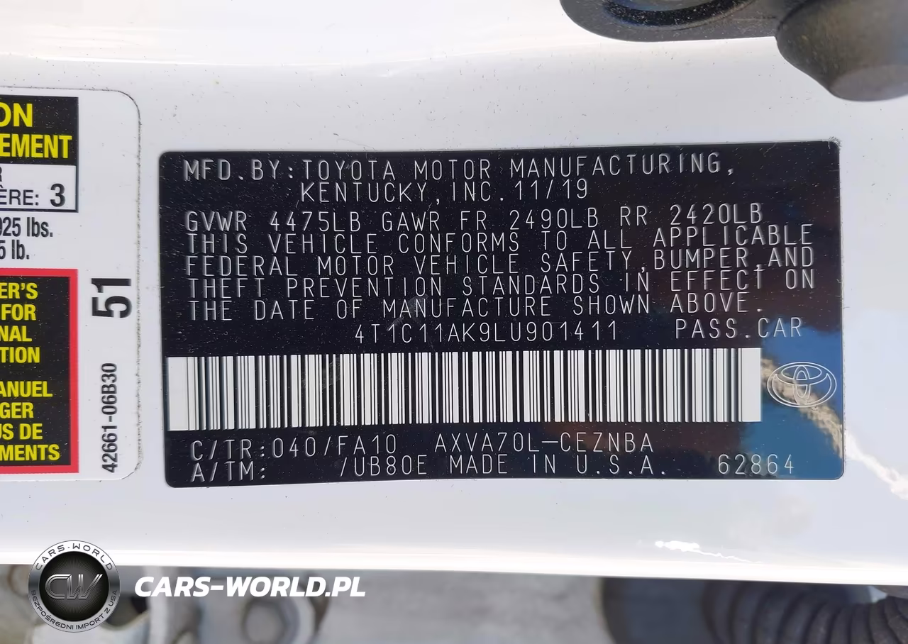 2020 Toyota Camry Le VIN:4T1C11AK9LU901411 - 9