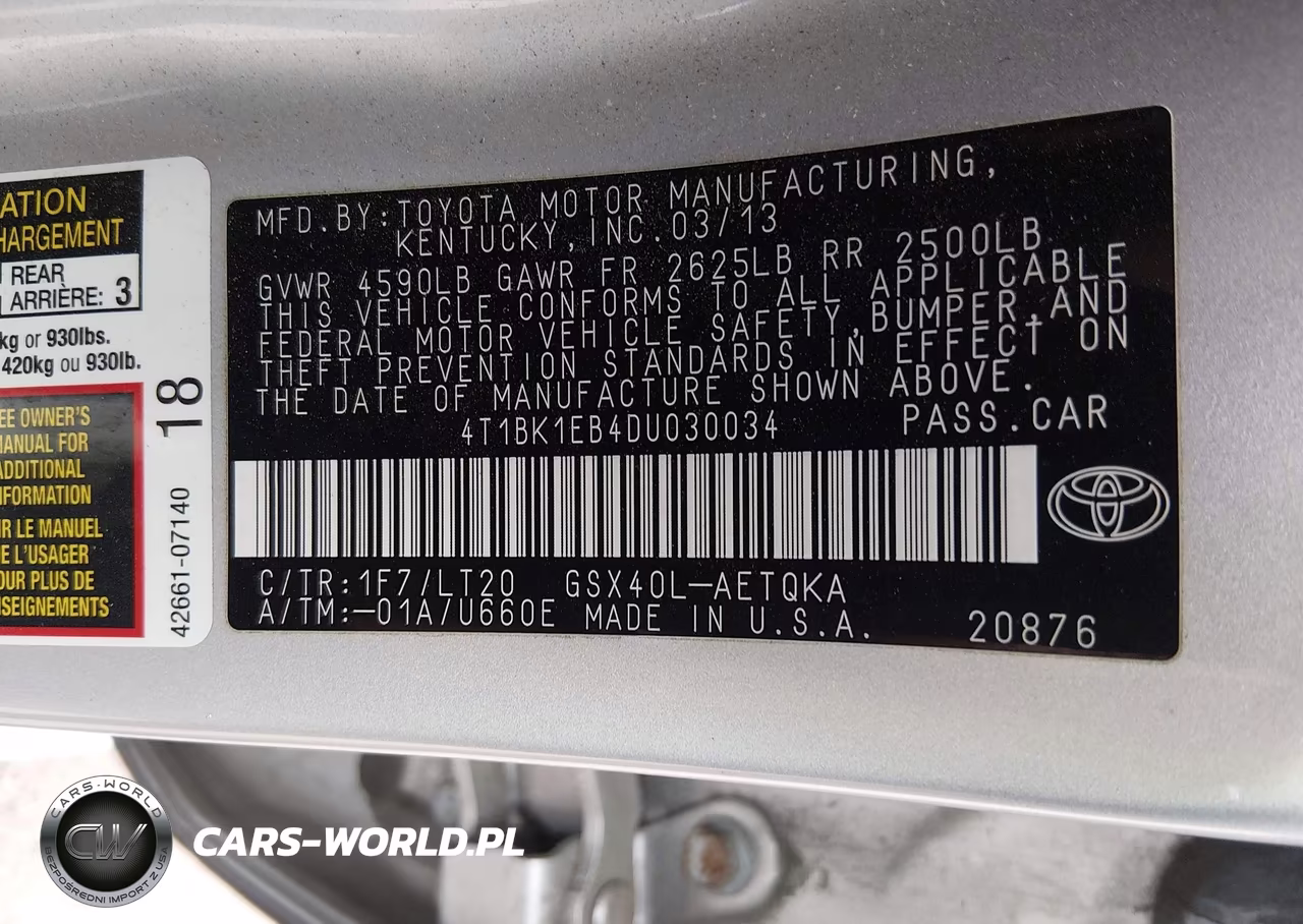 2013 Toyota Avalon Xle Touring VIN:4T1BK1EB4DU030034 - 9