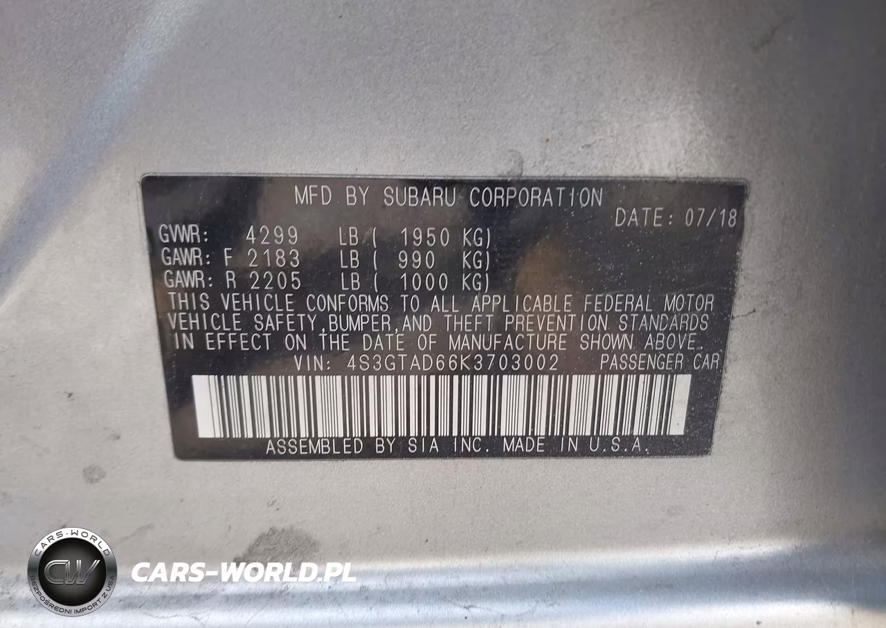 2019 Subaru Impreza 2.0I Premium VIN:4S3GTAD66K3703002 - 9
