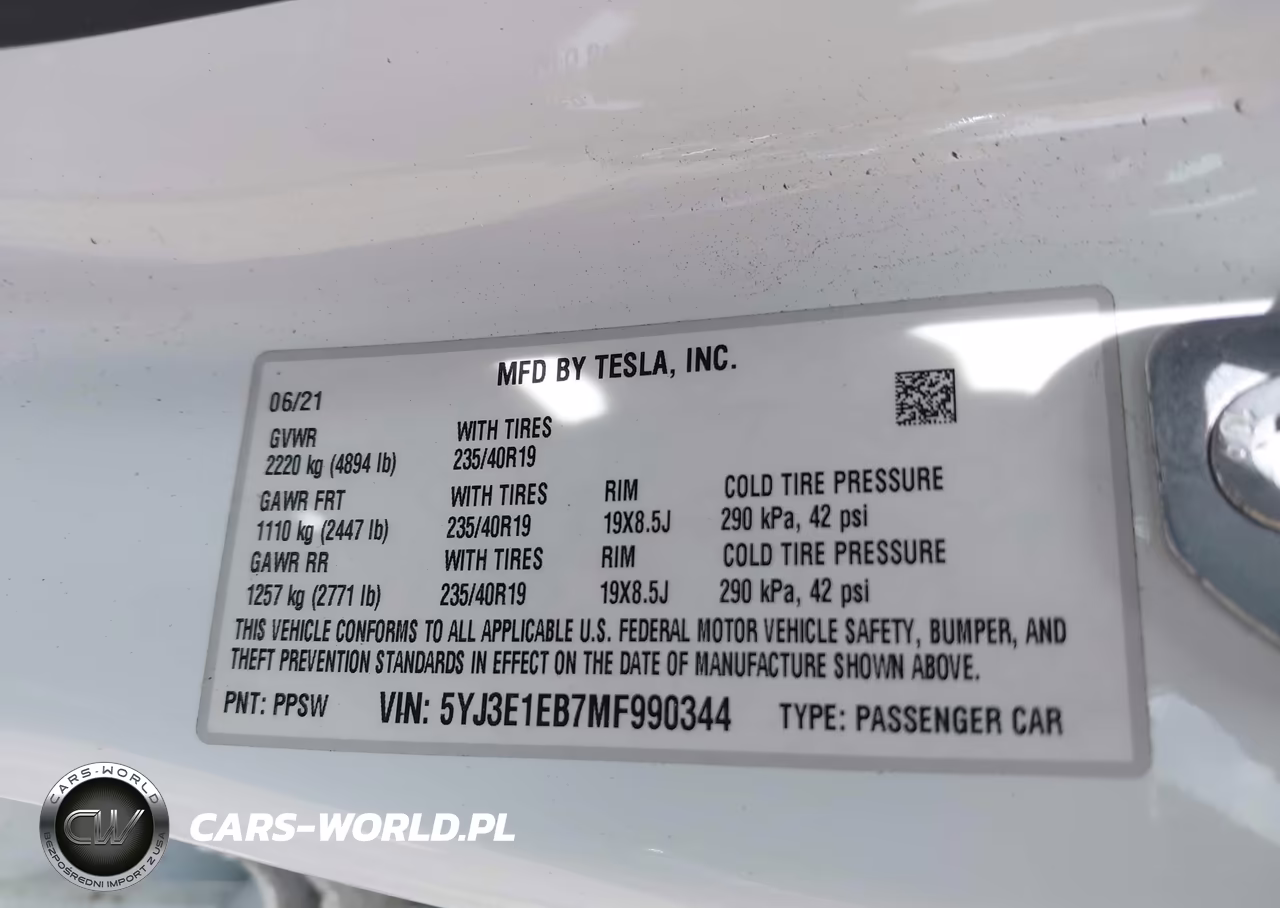 2021 Tesla Model 3 Long Range VIN:5YJ3E1EB7MF990344 - 9