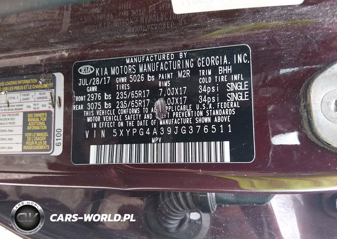 2018 Kia Sorento 2.4L Lx VIN:5XYPG4A39JG376511 - 9