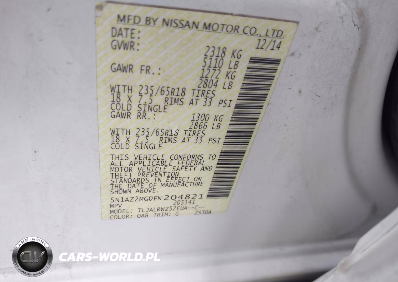 2015 Nissan Murano Sl VIN:5N1AZ2MG0FN204821 - 9