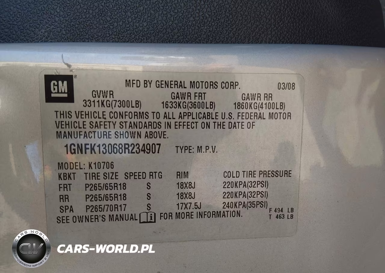 2008 Chevrolet Tahoe Lt VIN:1GNFK13068R234907 - 9