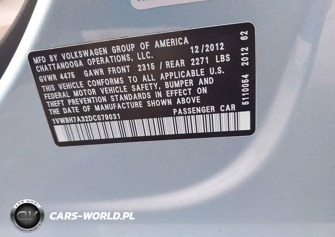2013 Volkswagen Passat 2.5L Se VIN:1VWBH7A32DC079031 - 9
