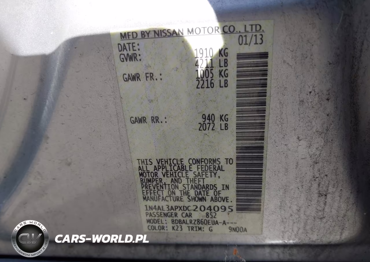 2013 NISSAN ALTIMA 2.5 S VIN:1N4AL3APXDC204095 - 9