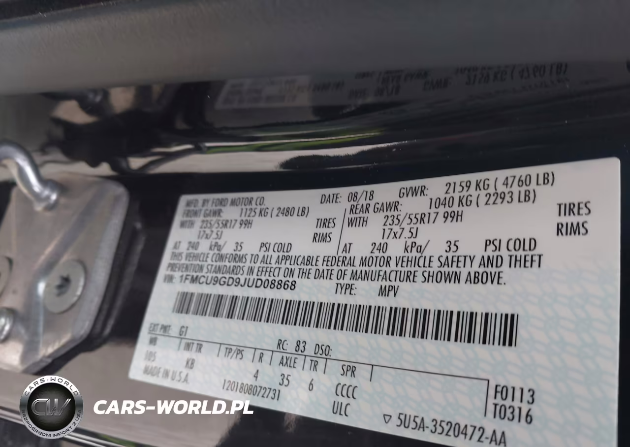 2018 Ford Escape Se VIN:1FMCU9GD9JUD08868 - 9
