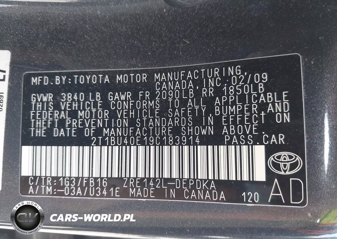 2009 Toyota Corolla Le VIN:2T1BU40E19C183914 - 9