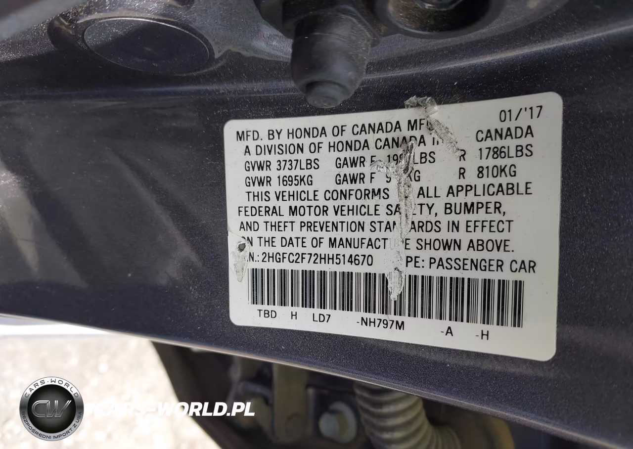 2017 Honda Civic Ex VIN:2HGFC2F72HH514670 - 9