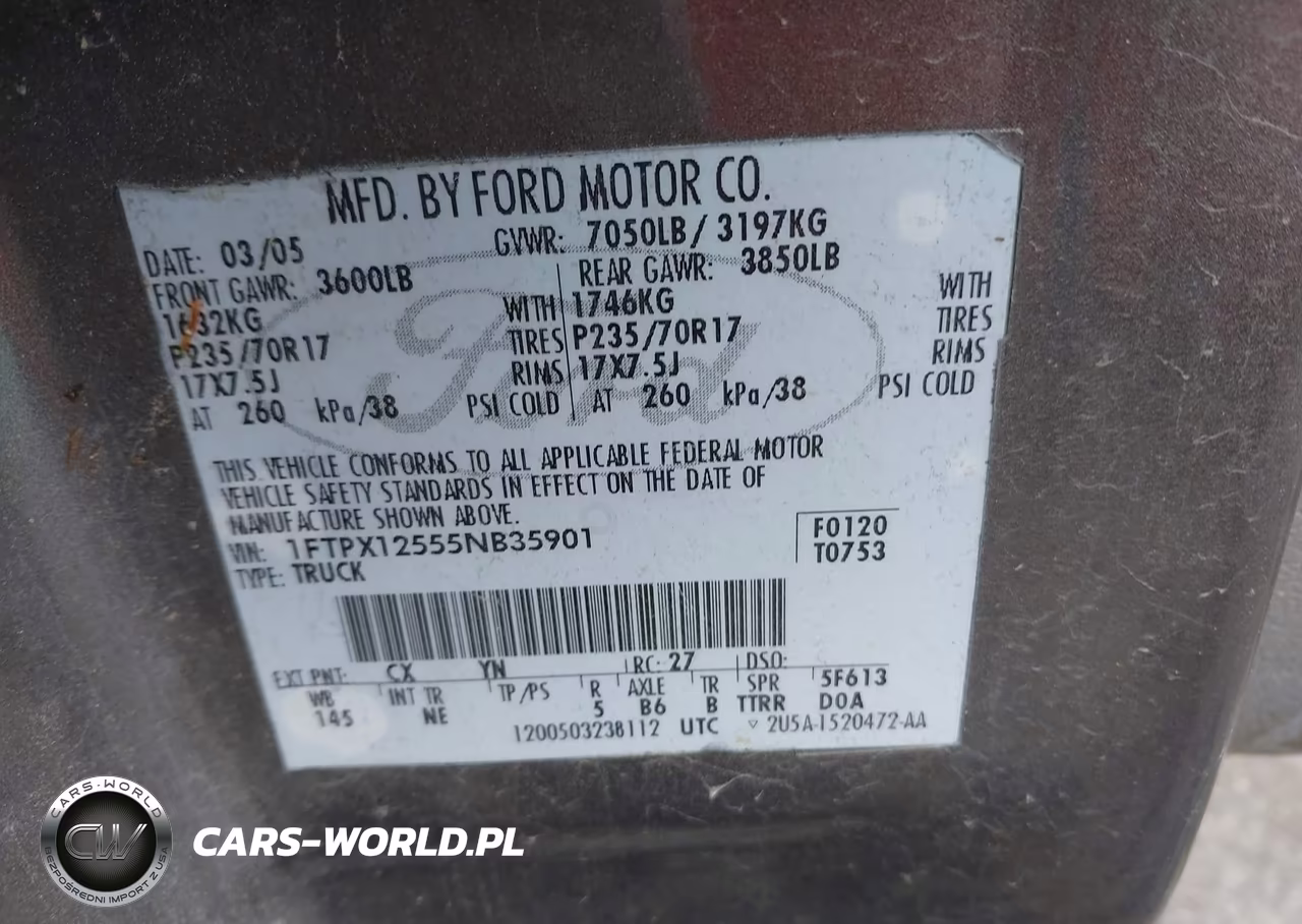 2005 Ford F-150 Lariat-Xl-Xlt VIN:1FTPX12555NB35901 - 9