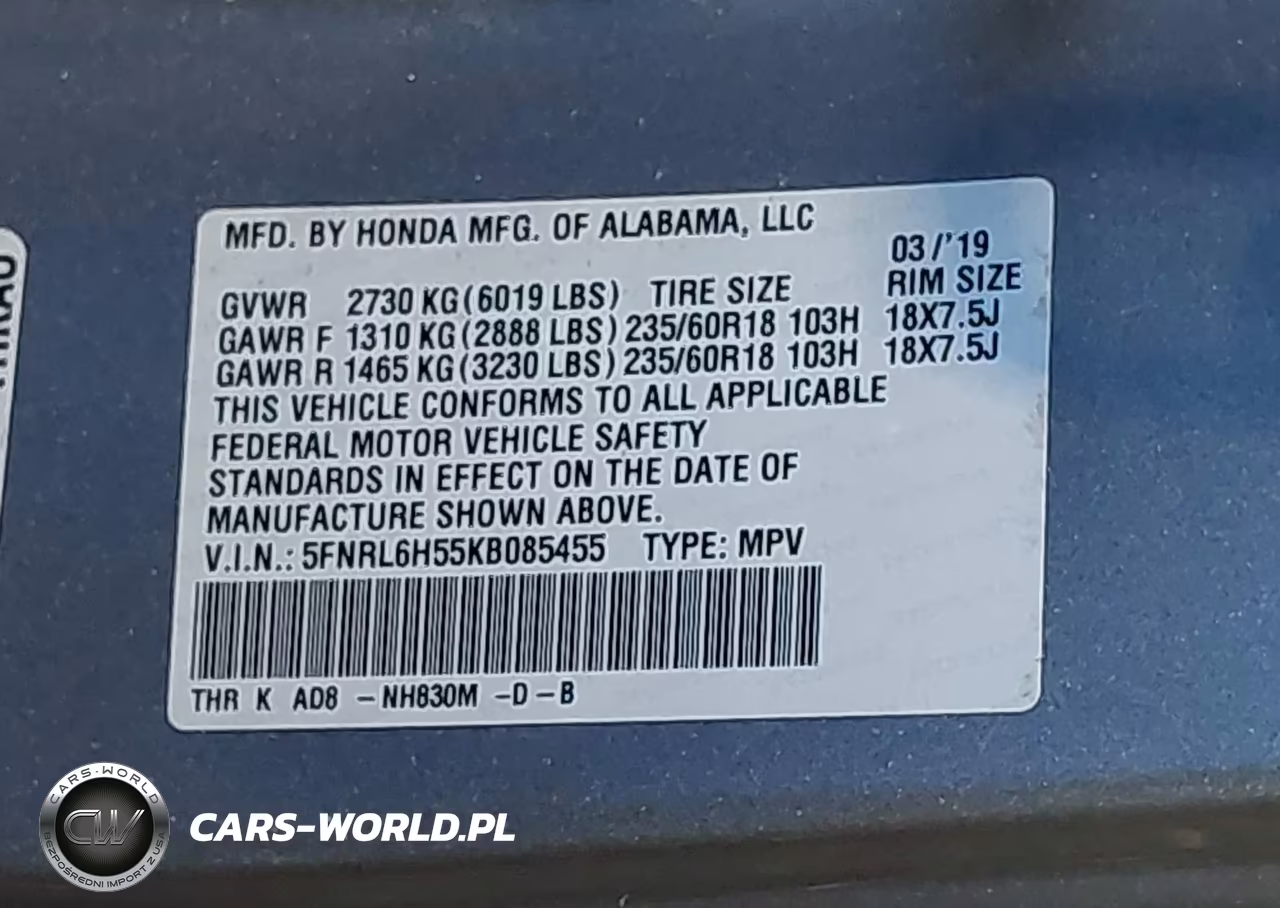 2019 Honda Odyssey Ex VIN:5FNRL6H55KB085455 - 9