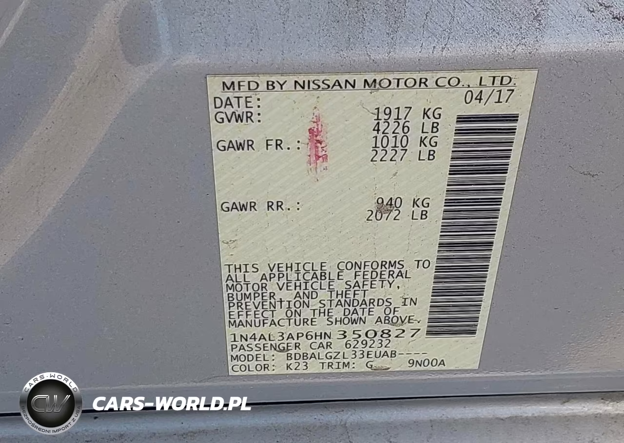 2017 Nissan Altima 2.5 S VIN:1N4AL3AP6HN350827 - 9