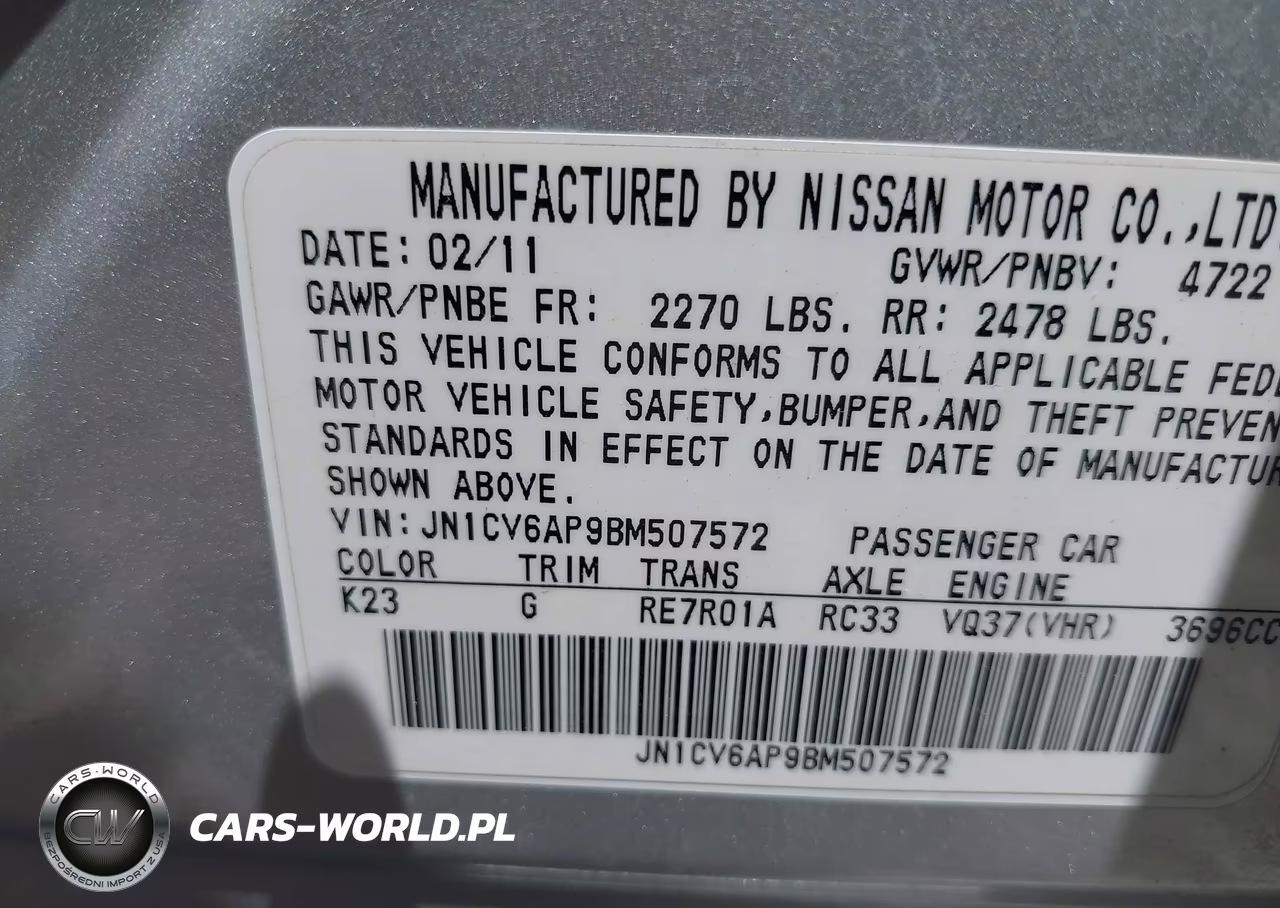 2011 Infiniti G37 Sport Appearance Edition VIN:JN1CV6AP9BM507572 - 9