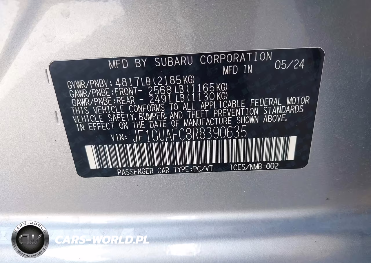 2024 Subaru Impreza Sport 5-Door VIN:JF1GUAFC8R8390635 - 9