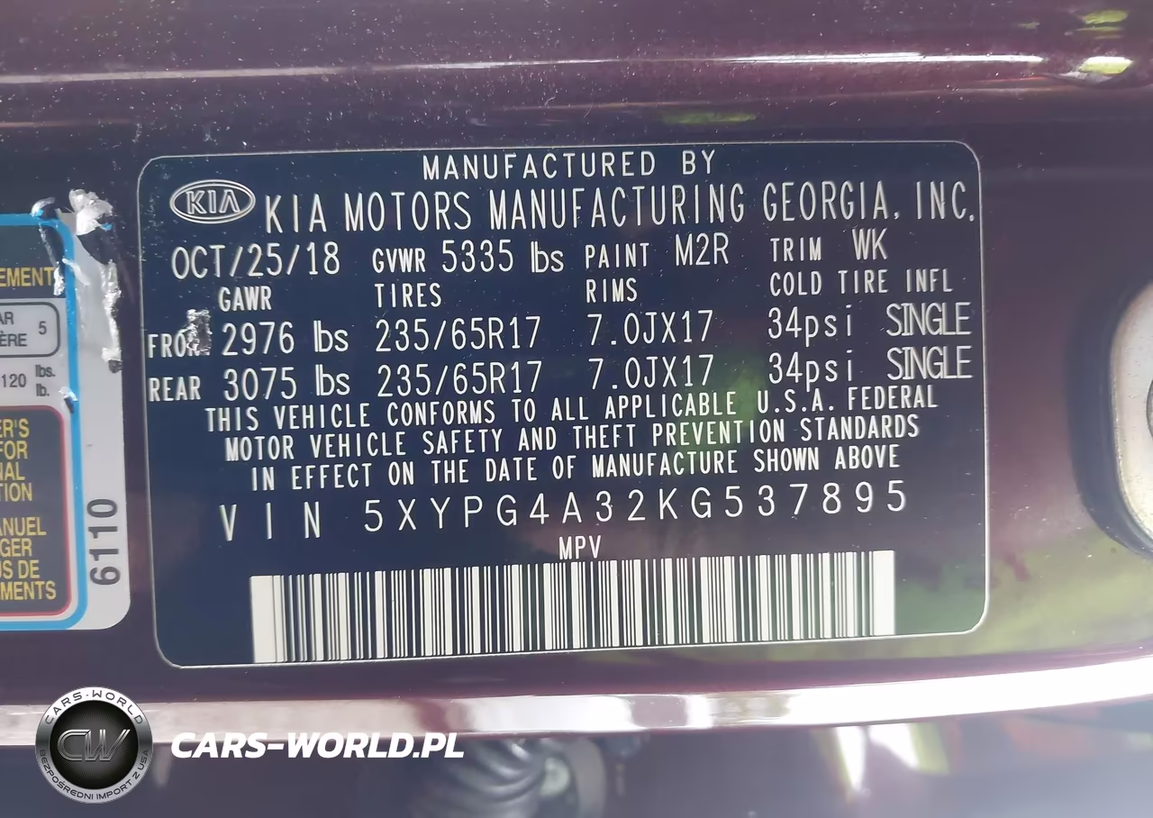 2019 Kia Sorento 2.4L Lx VIN:5XYPG4A32KG537895 - 9