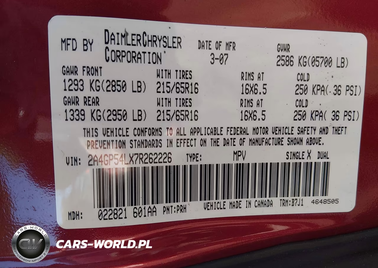 2007 Chrysler Town & Country Touring VIN:2A4GP54LX7R262226 - 9