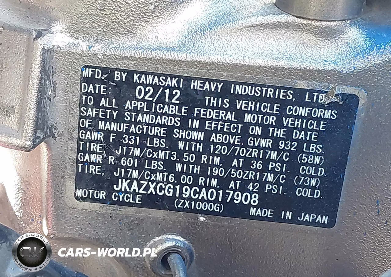 2012 Kawasaki Zx1000 G VIN:JKAZXCG19CA017908 - 10