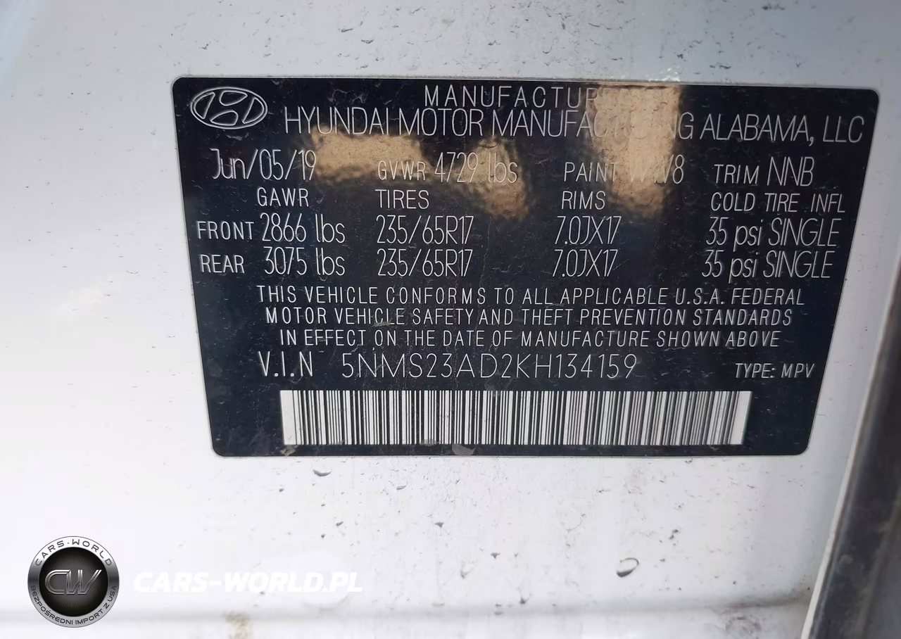 2019 Hyundai Santa Fe Se VIN:5NMS23AD2KH134159 - 9