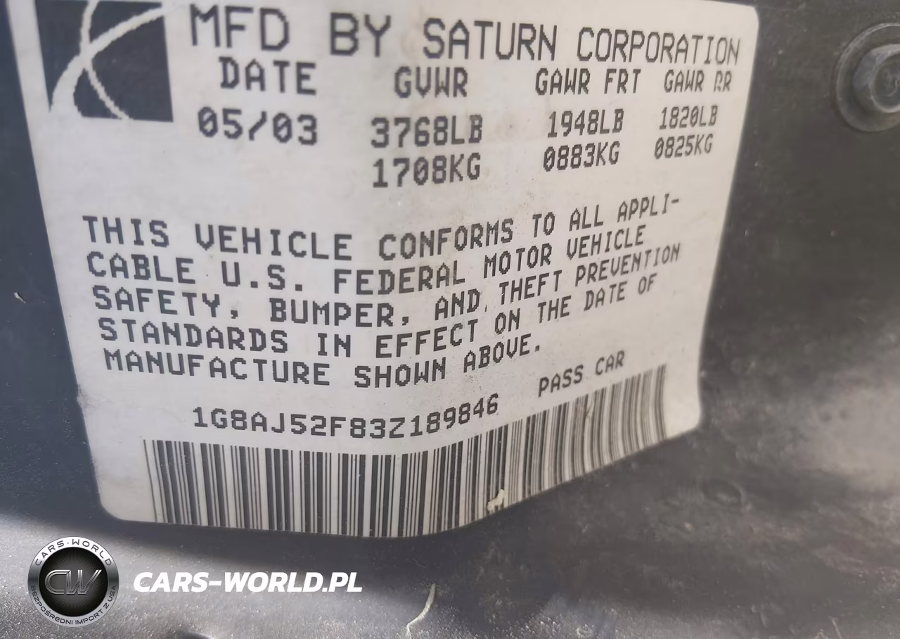 2003 Saturn Ion 2 VIN:1G8AJ52F83Z189846 - 9