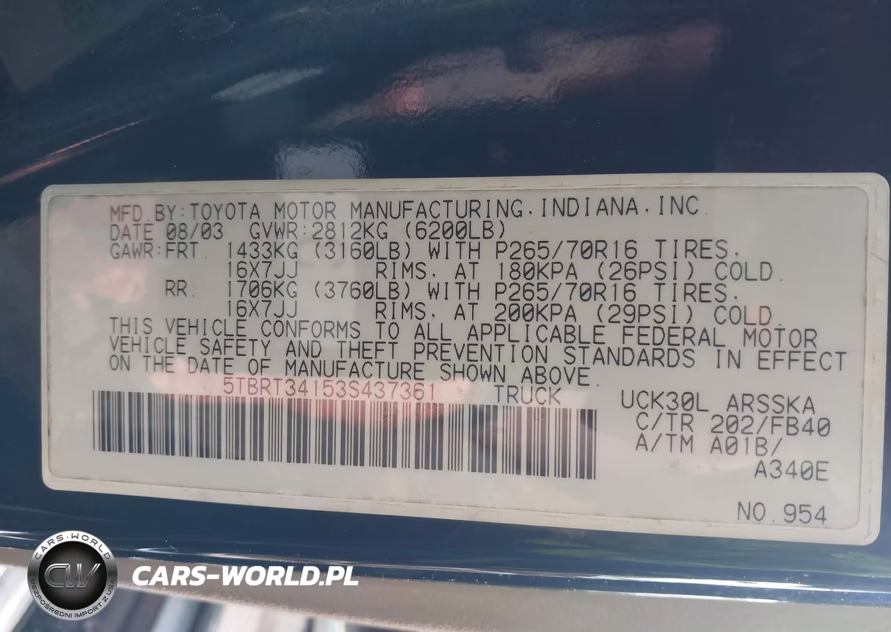 2003 Toyota Tundra Sr5 V8 VIN:5TBRT34153S437361 - 9