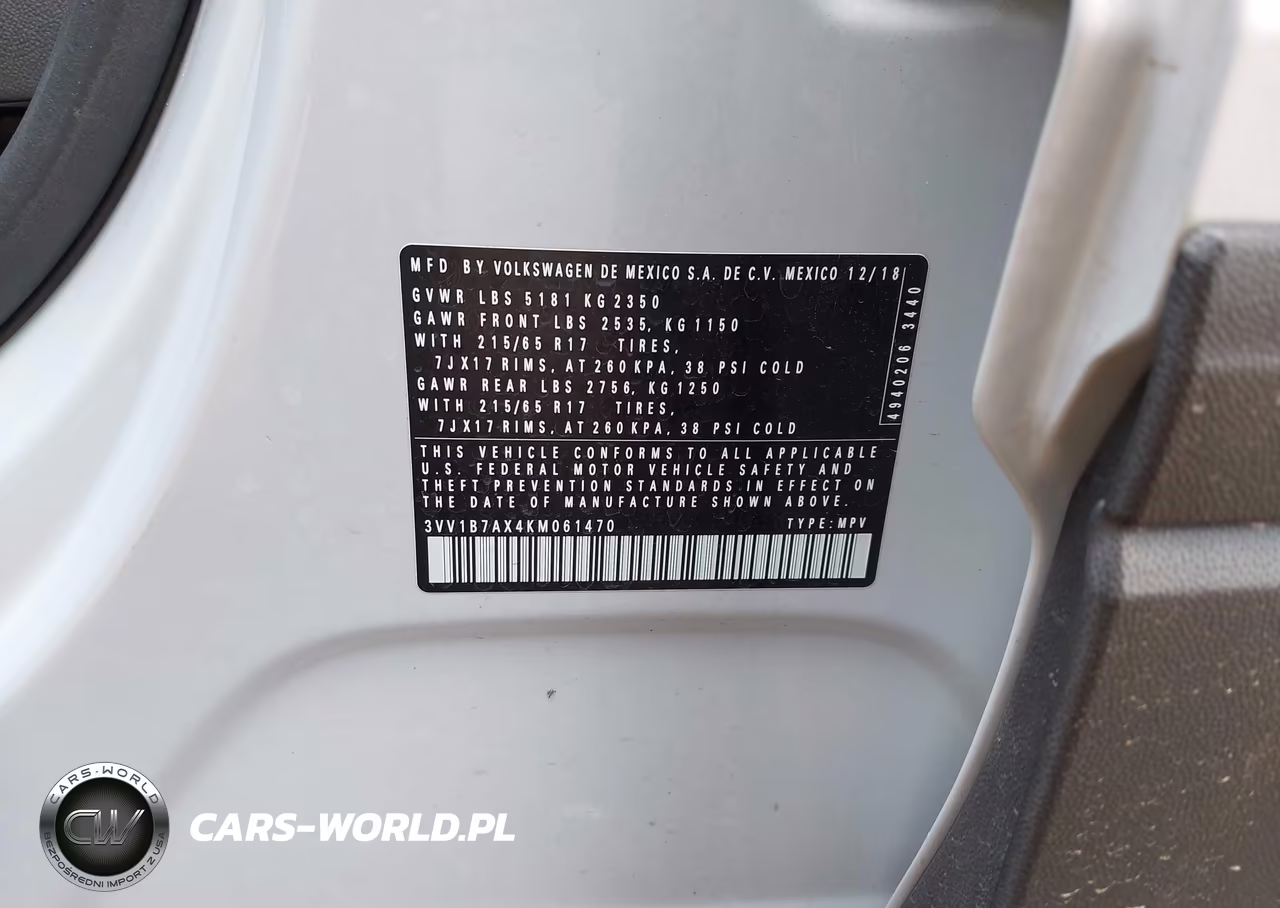 2019 Volkswagen Tiguan 2.0T S VIN:3VV1B7AX4KM061470 - 9