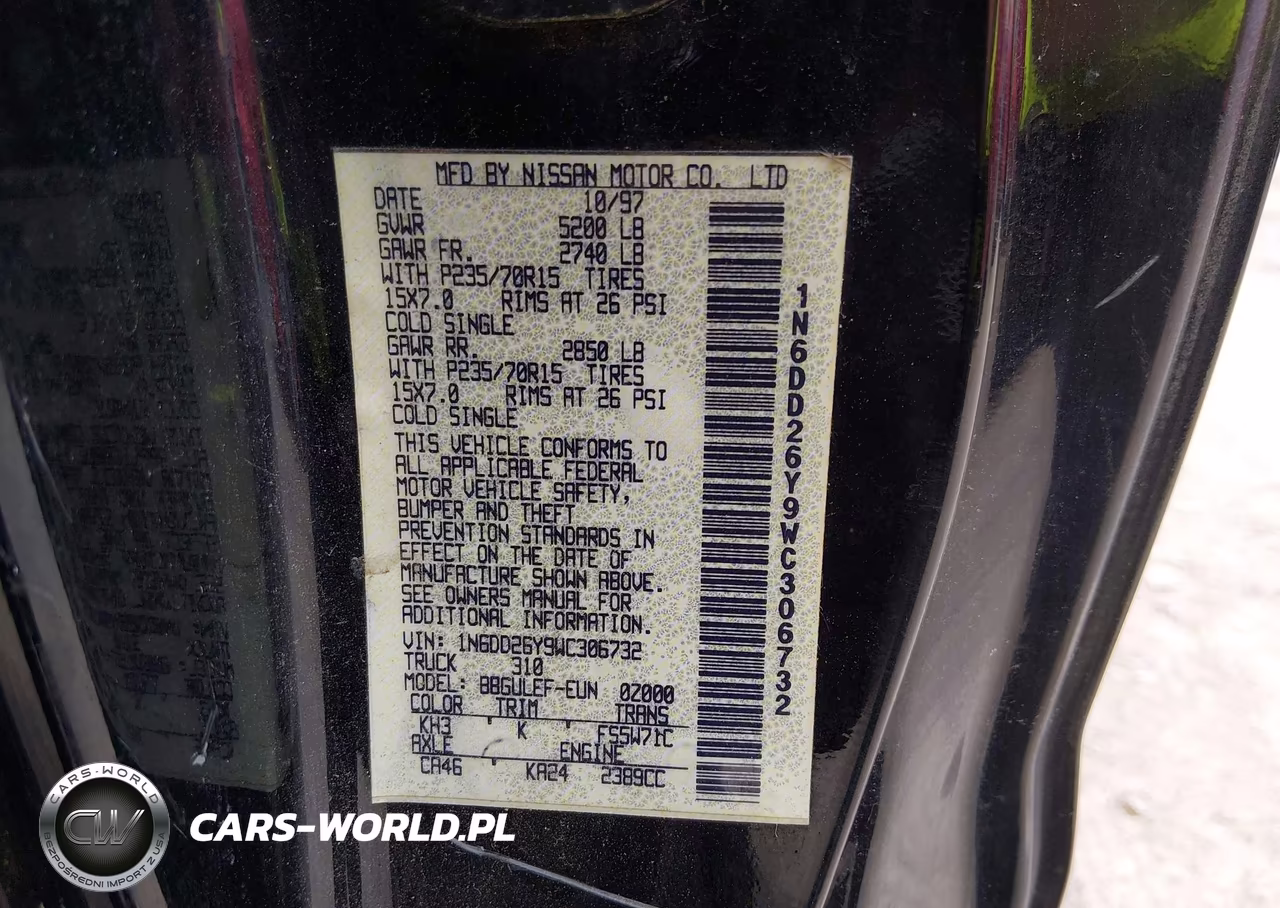 1998 Nissan Frontier Se-Xe VIN:1N6DD26Y9WC306732 - 9