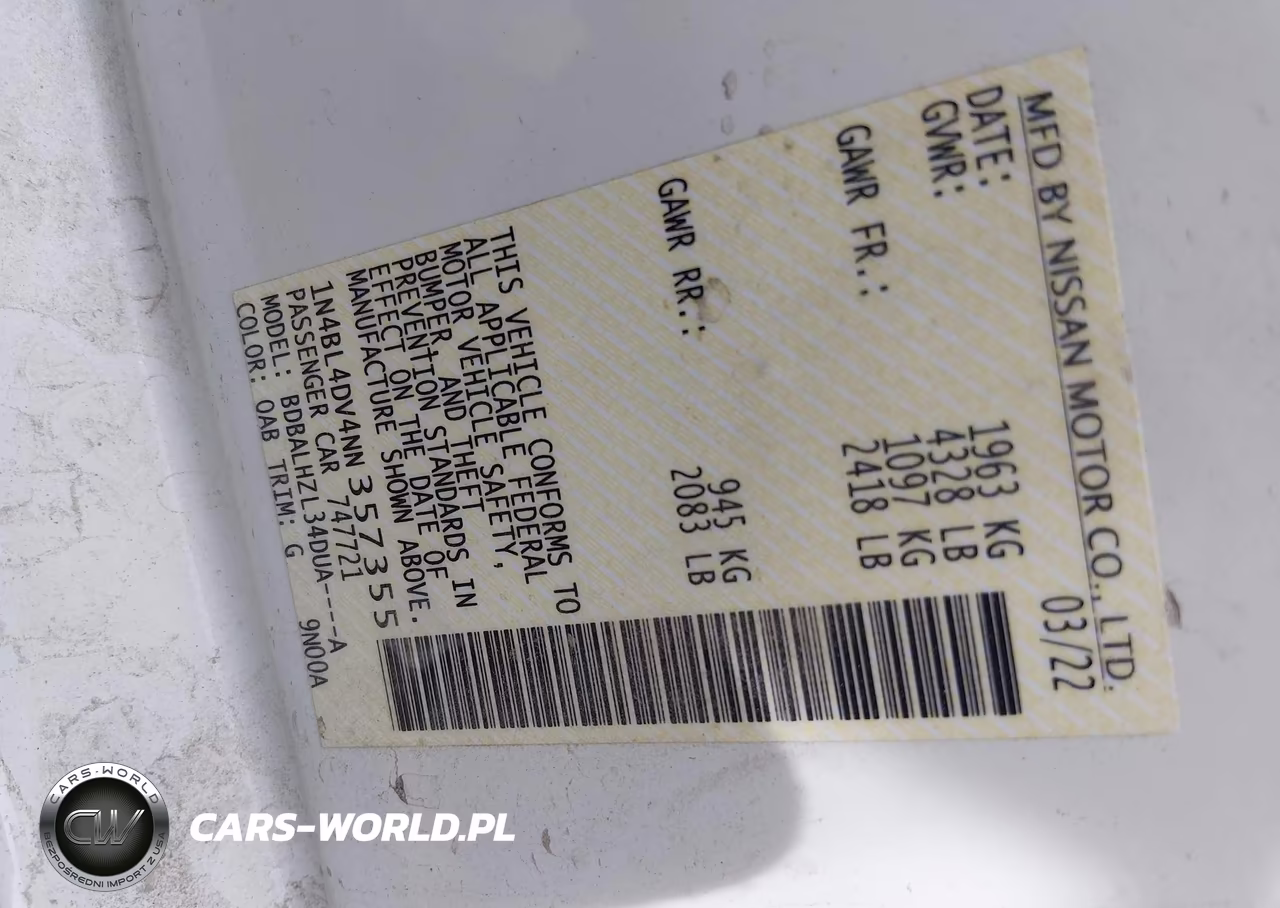 2022 Nissan Altima Sv Fwd VIN:1N4BL4DV4NN357355 - 9