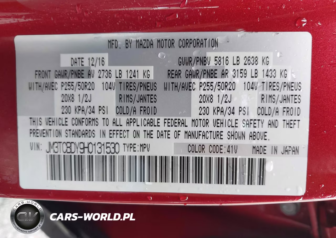 2017 Mazda Cx-9 Grand Touring VIN:JM3TCBDY9H0131530 - 9