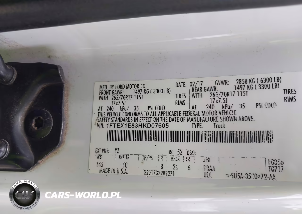 2017 Ford F-150 Xl VIN:1FTEX1E83HKD07605 - 9