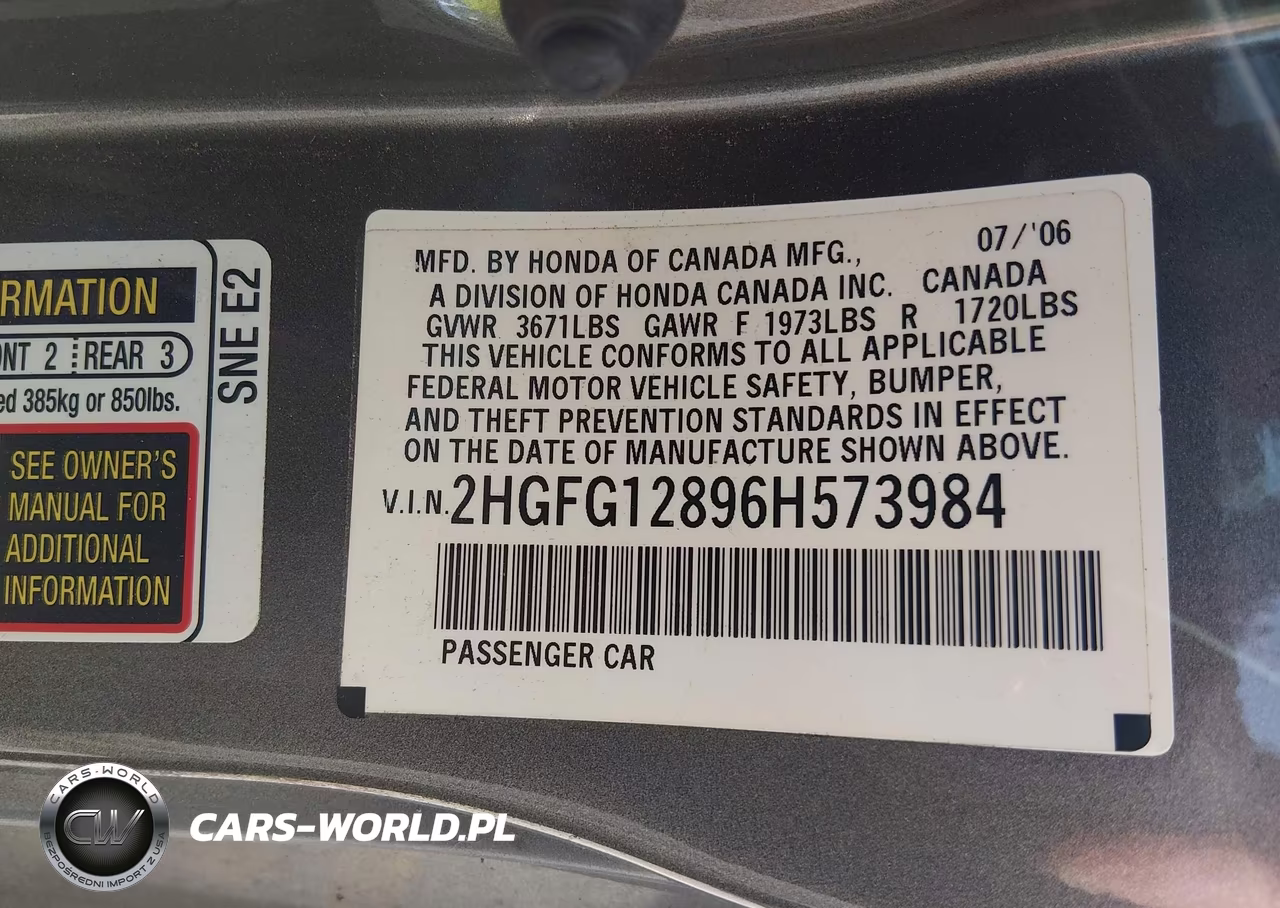 2006 Honda Civic Ex VIN:2HGFG12896H573984 - 9