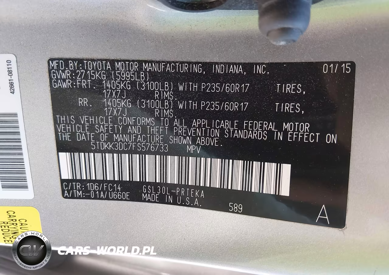 2015 Toyota Sienna Le 8 Passenger VIN:5TDKK3DC7FS576733 - 9