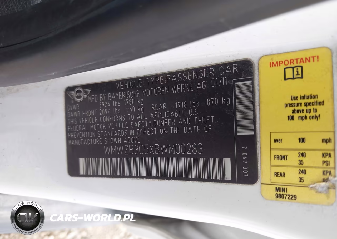 2011 Mini Cooper Countryman VIN:WMWZB3C5XBWM00283 - 9