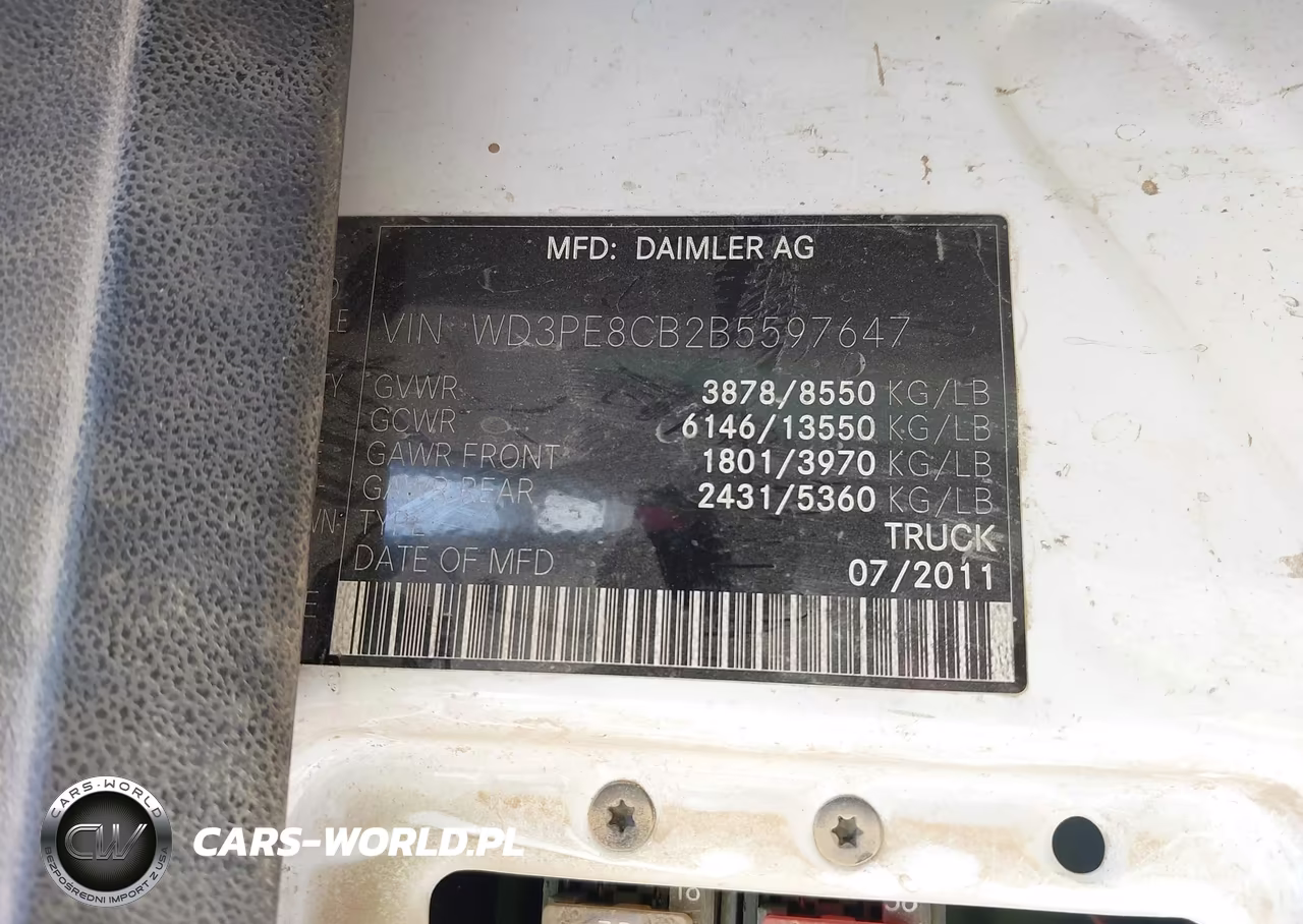 2011 Mercedes-Benz Sprinter 2500 High Roof VIN:WD3PE8CB2B5597647 - 9