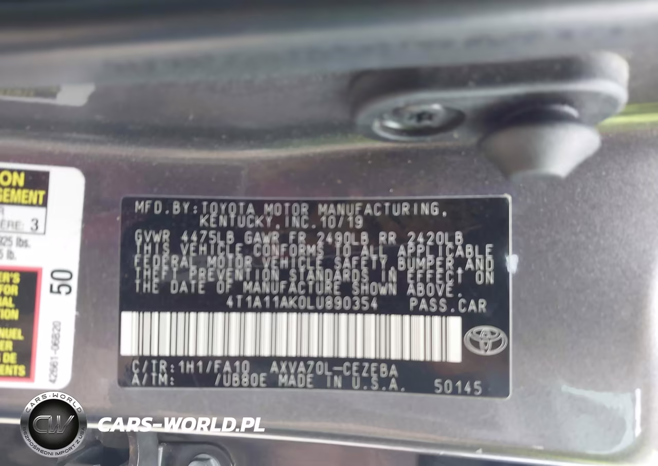 2020 Toyota Camry L VIN:4T1A11AK0LU890354 - 9