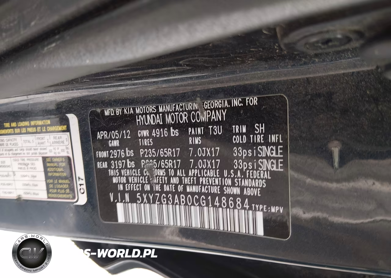 2012 Hyundai Santa Fe Gls VIN:5XYZG3AB0CG148684 - 9