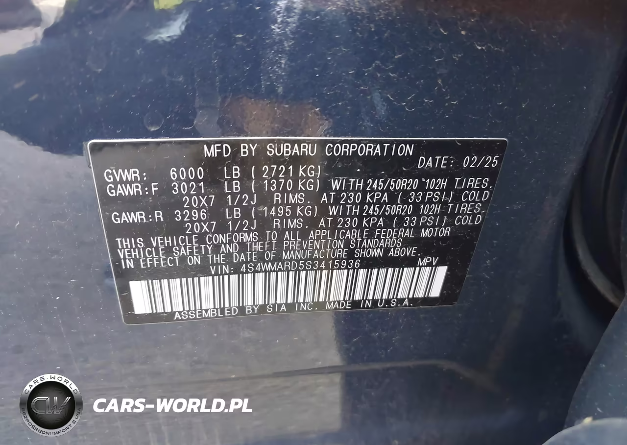 2025 Subaru Ascent Bronze Edition 7-Passenger VIN:4S4WMARD5S3415936 - 9