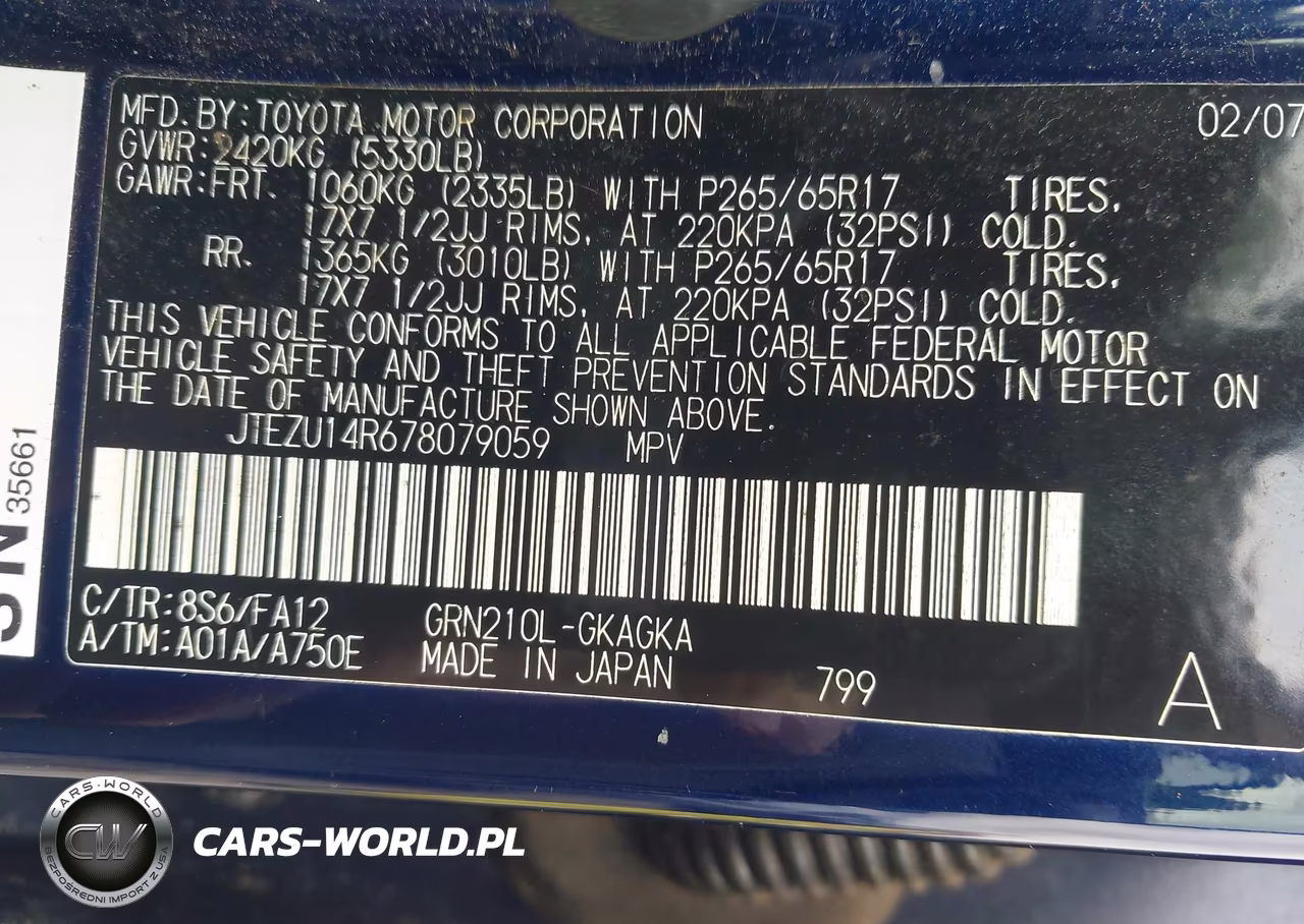 2007 Toyota 4Runner Sr5 V6 VIN:JTEZU14R678079059 - 9
