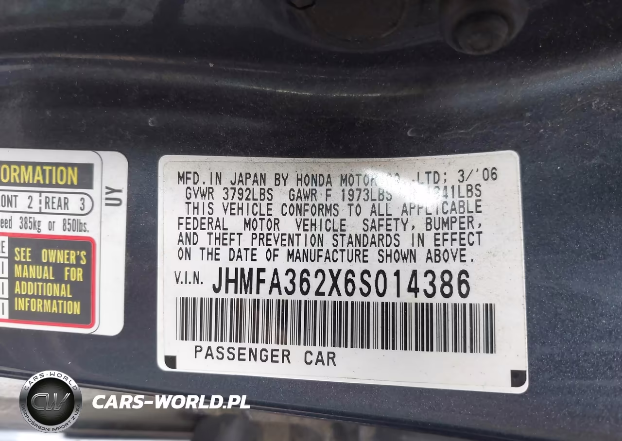 2006 Honda Civic Hybrid VIN:JHMFA362X6S014386 - 9