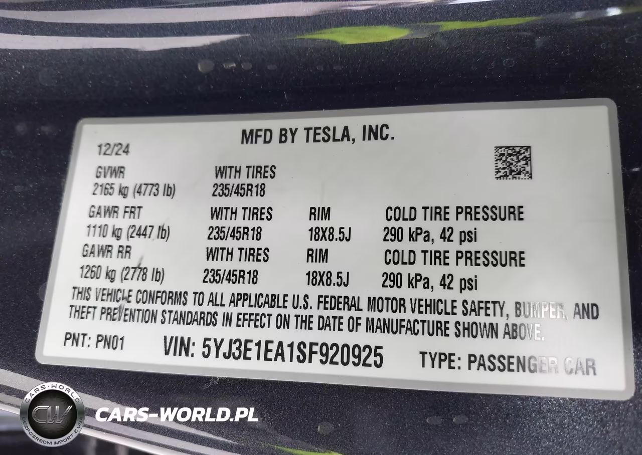 2025 Tesla Model 3 Long Range Rear-Wheel Drive-Standard Rear-Wheel Drive VIN:5YJ3E1EA1SF920925 - 9