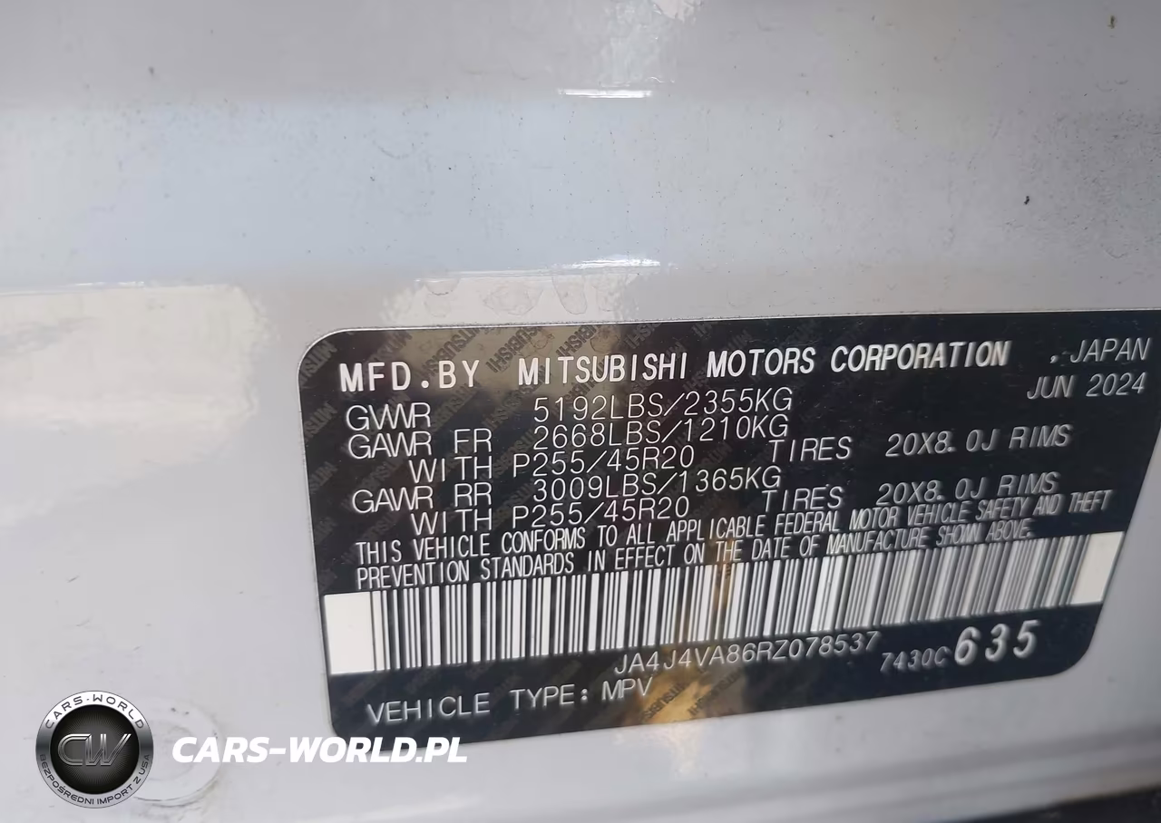 2024 Mitsubishi Outlander Se 2.5 S-Awc-Se Black Edition S-Awc-Se Black Edition W-Pano Roof S-Awc-Se Ralliart S-Awc VIN:JA4J4VA86RZ078537 - 9