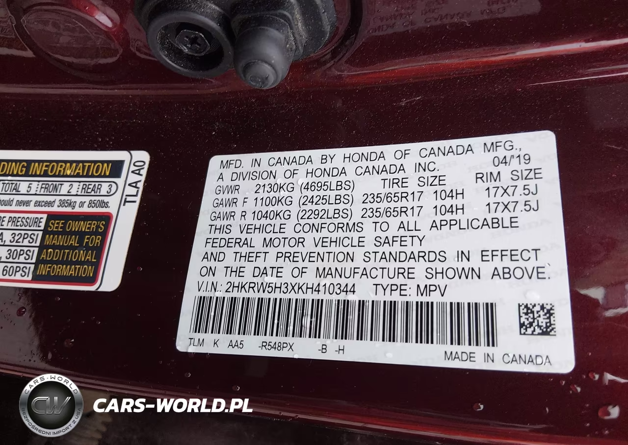 2019 Honda Cr-V Lx VIN:2HKRW5H3XKH410344 - 9