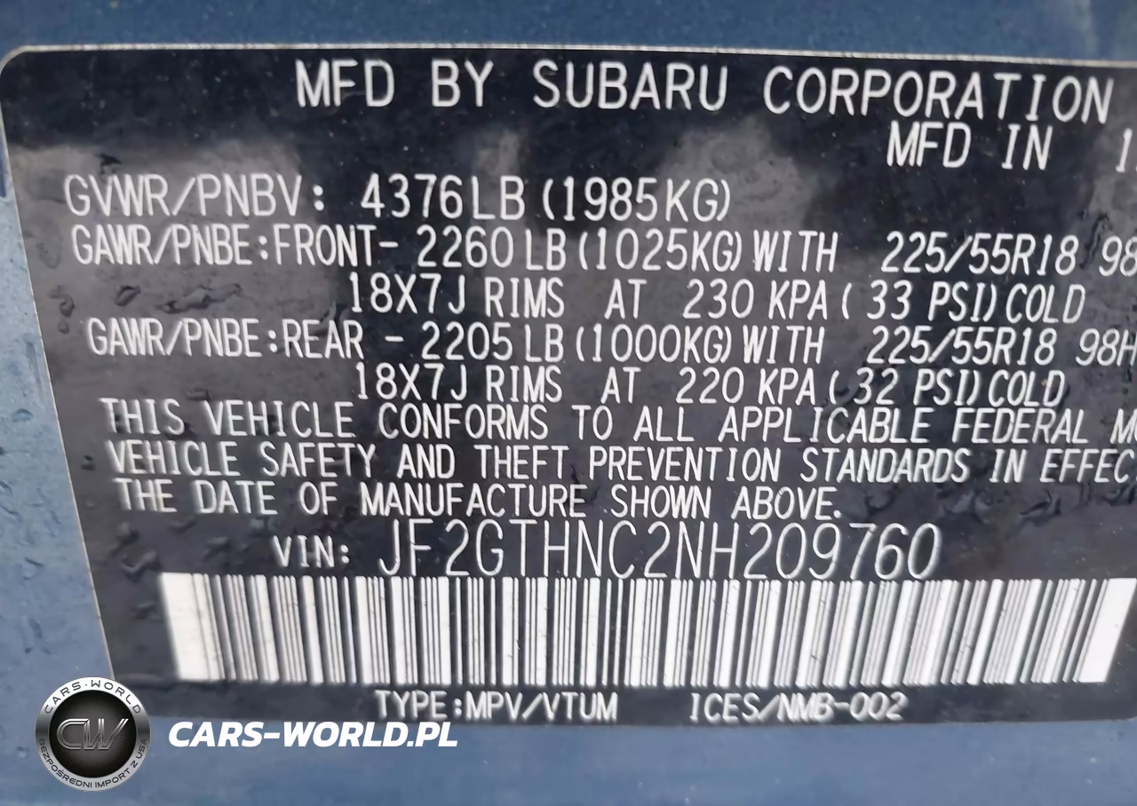 2022 Subaru Crosstrek Limited VIN:JF2GTHNC2NH209760 - 9