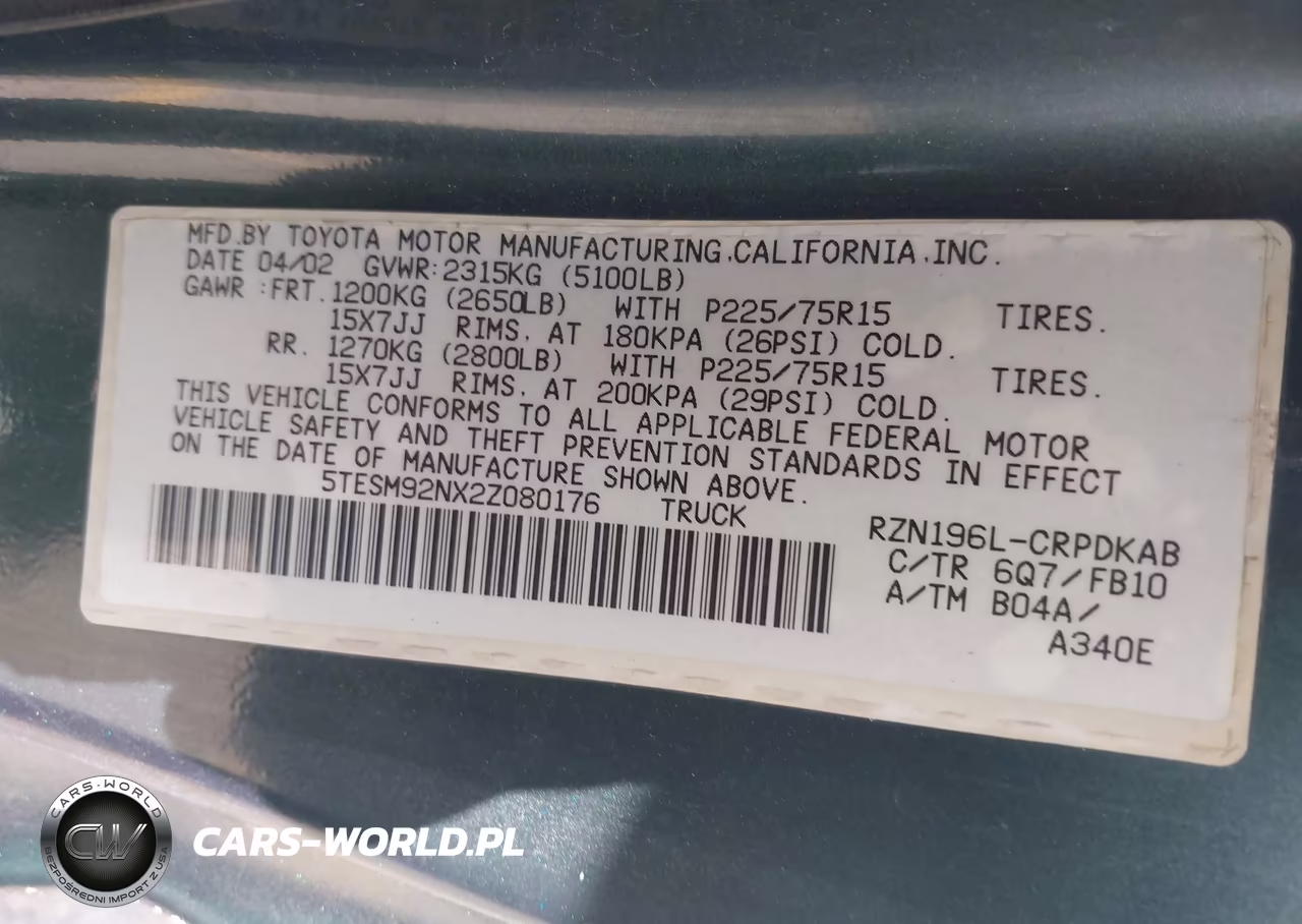 2002 Toyota Tacoma Prerunner VIN:5TESM92NX2Z080176 - 9