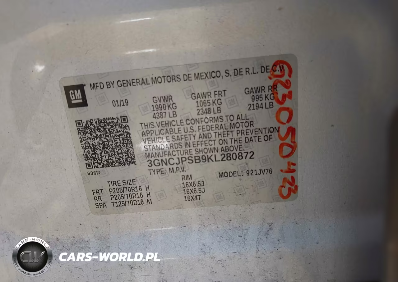 2019 Chevrolet Trax Lt VIN:3GNCJPSB9KL280872 - 9