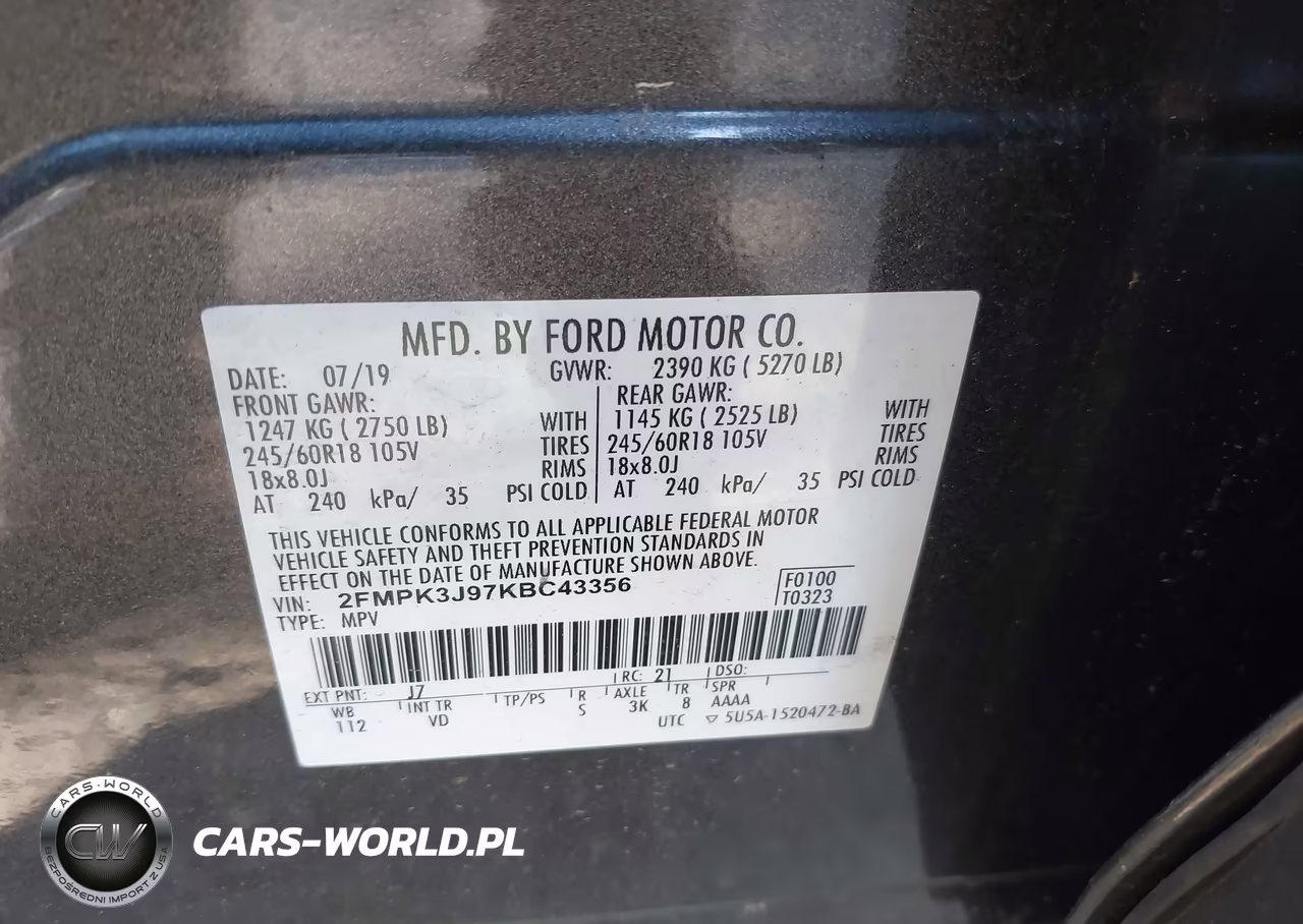 2019 Ford Edge Sel VIN:2FMPK3J97KBC43356 - 9